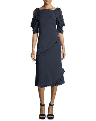 burberry didi open-shoulder ruffle dress